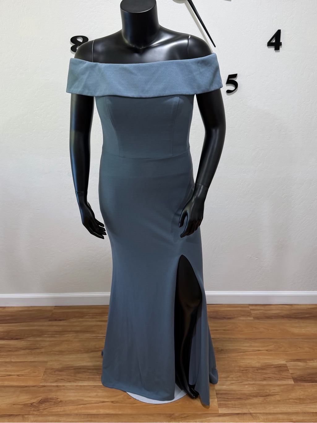 Allure Bridesmaids Dusty Blue Off Shoulder Formal Gown Size 16 Nwt